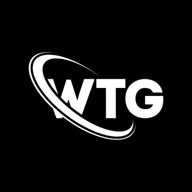 Ne logosu? - Ne mektubu? WTG harf logosu tasarımı. Çember ve büyük harfli monogram logosuna bağlı baş harfler WTG logosu. Teknoloji, iş ve emlak markası için WTG tipografisi.