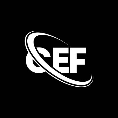 CEF logosu. CEF mektubu. CEF mektup logosu tasarımı. Çember ve büyük harfli monogram logosuna bağlı CEF logosu. Teknoloji, iş ve emlak markası için CEF tipografisi.