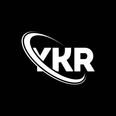 YKR logosu. YKR mektubu. YKR harf logosu tasarımı. Çember ve büyük harfli monogram logosuyla birleştirilmiş YKR logosu. Teknoloji, iş ve emlak markası için YKR tipografisi.