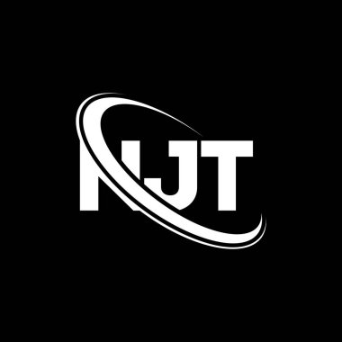NJT logosu. NJT mektubu. NJT harf logosu tasarımı. Çember ve büyük harfli monogram logosuna bağlı baş harfler NJT logosu. Teknoloji, iş ve emlak markası için NJT tipografisi.