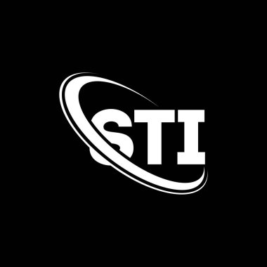 STI logosu. STI mektubu. STI harf logosu tasarımı. Çember ve büyük harfli monogram logosuna bağlı STI logosu. Teknoloji, iş ve emlak markası için STI tipografisi.