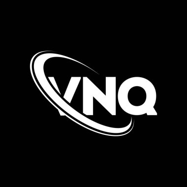 VNQ logosu. VNQ harfi. VNQ harf logosu tasarımı. Çember ve büyük harfli monogram logosuna bağlı baş harfler VNQ logosu. Teknoloji, iş ve emlak markası için VNQ tipografisi.