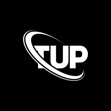 TUP logosu. TUP mektubu. TUP mektup logosu tasarımı. Çember ve büyük harfli monogram logosuna bağlı TUP logosu. Teknoloji, iş ve emlak markası için TUP tipografisi.