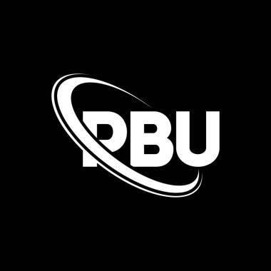 PBU logosu. PBU mektubu. PBU harf logosu tasarımı. Çember ve büyük harfli monogram logosuyla birleştirilmiş PBU logosu. Teknoloji, iş ve emlak markası için PBU tipografisi.