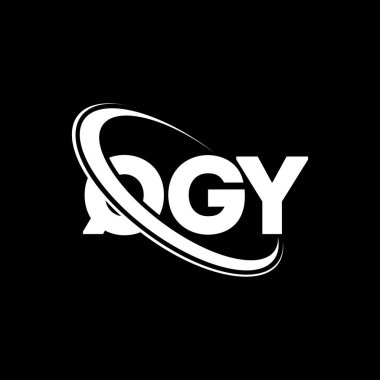 QGY logosu. QGY mektubu. QGY harf logosu tasarımı. Çember ve büyük harfli monogram logosuyla birleştirilmiş QGY logosu. Teknoloji, iş ve emlak markası için QGY tipografisi.