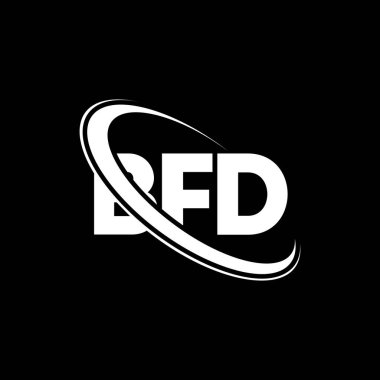 BFD logosu. BFD mektubu. BFD mektup logosu tasarımı. Çember ve büyük harfli monogram logosuna bağlı BFD logosu. Teknoloji, iş ve emlak markası için BFD tipografisi.