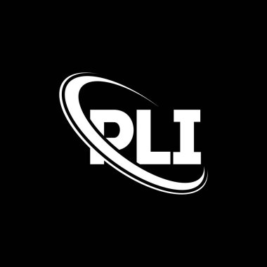 PLI logosu. PLI mektubu. PLI harfi logo tasarımı. Çember ve büyük harfli monogram logosuna bağlı PLI logosu. Teknoloji, iş ve emlak markası için PLI tipografisi.