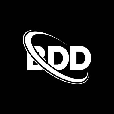 BDD logosu. BDD mektubu. BDD harfli logo tasarımı. Çember ve büyük harfli monogram logosuna bağlı baş harfler. Teknoloji, iş ve emlak markası için BDD tipografisi.
