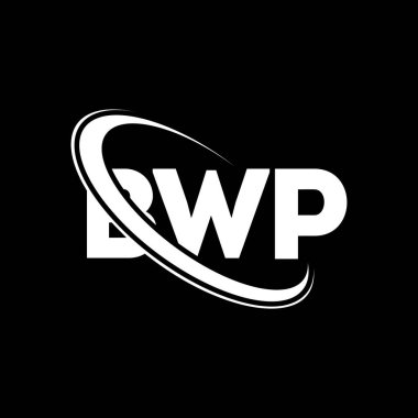 BWP logosu. BWP mektubu. BWP harf logosu tasarımı. Çember ve büyük harfli monogram logosuyla birleştirilmiş BWP logosu. Teknoloji, iş ve emlak markası için BWP tipografisi.