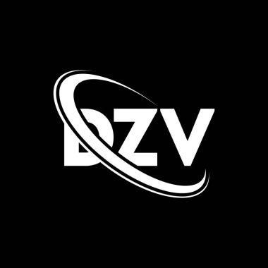 DZV logosu. DZV mektubu. DZV harf logosu tasarımı. Daire ve büyük harfli monogram logosuna bağlı DZV logosu. Teknoloji, iş ve emlak markası için DZV tipografisi.