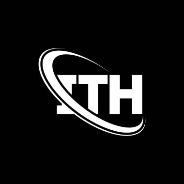 ITH logosu. ITH mektubu. ITH mektup logosu tasarımı. Çember ve büyük harfli monogram logosuna bağlı ilk harfler ITH logosu. Teknoloji, iş ve emlak markası için ITH tipografisi.