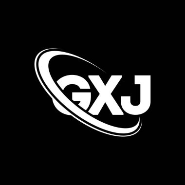 GXJ logosu. GXJ mektubu. GXJ harf logosu tasarımı. Çember ve büyük harfli monogram logosuyla birleştirilmiş GXJ logosu. Teknoloji, iş ve emlak markası için GXJ tipografisi.