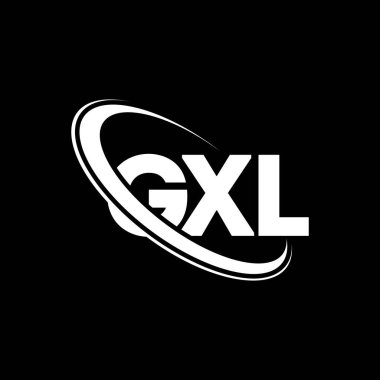 GXL logosu. GXL harfi. GXL harf logosu tasarımı. Çember ve büyük harfli monogram logosuyla birleştirilmiş GXL logosu. Teknoloji, iş ve emlak markası için GXL tipografisi.