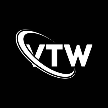 VTW logosu. VTW mektubu. VTW harf logosu tasarımı. Çember ve büyük harfli monogram logosuna bağlı VTW logosu. Teknoloji, iş ve emlak markası için VTW tipografisi.