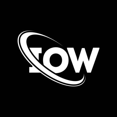 IOW logosu. IOW mektubu. IOW harfli logo tasarımı. Çember ve büyük harfli monogram logosuna bağlı ilk harfler IOW logosu. Teknoloji, iş ve emlak markası için IOW tipografisi.