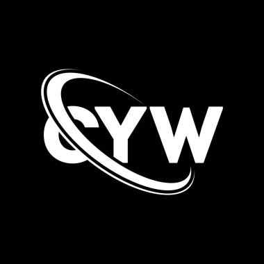 CYW logosu. CYW mektubu. CYW harf logosu tasarımı. Çember ve büyük harfli monogram logosuyla birleştirilmiş CYW logosu. Teknoloji, iş ve emlak markası için CYW tipografisi.