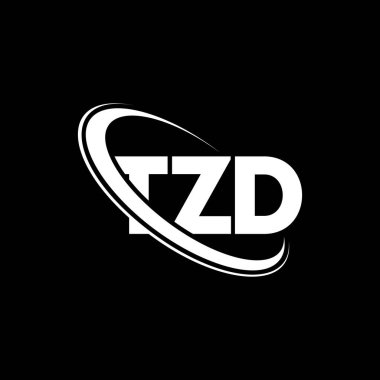 TZD logosu. TZD mektubu. TZD harf logosu tasarımı. Çember ve büyük harfli monogram logosuna bağlı TZD logosu. Teknoloji, iş ve emlak markası için TZD tipografisi.