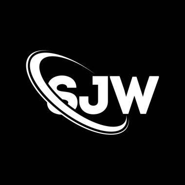 SJW logosu. SJW mektubu. SJW harf logosu tasarımı. Çember ve büyük harfli monogram logosuyla birleştirilmiş SJW logosu. Teknoloji, iş ve emlak markası için SJW tipografisi.