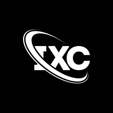 IXC logosu. IXC mektubu. IXC harf logosu tasarımı. Daireye ve büyük harfli monogram logosuna bağlı ilk IXC logosu. Teknoloji, iş ve emlak markası için IXC tipografisi.