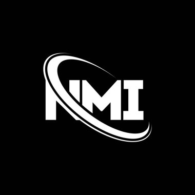 NMI logosu. NMI mektubu. NMI harf logosu tasarımı. Çember ve büyük harfli monogram logosuna bağlı ilk NMI logosu. Teknoloji, iş ve emlak markası için NMI tipografisi.