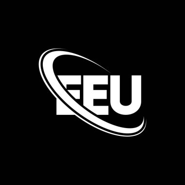 EEU logosu. AB mektubu. EEU mektup logosu tasarımı. Çember ve büyük harfli monogram logosuna bağlı ilk EEU logosu. AB teknoloji, iş ve gayrimenkul markası tipografisi.
