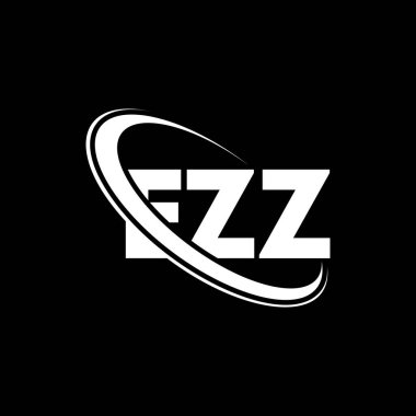 EZZ logosu. EZZ harfi. EZZ harf logosu tasarımı. Çember ve büyük harfli monogram logosuna bağlı baş harfler EZZ logosu. Teknoloji, iş ve emlak markası için EZZ tipografisi.