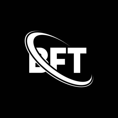 BFT logosu. BFT mektubu. BFT harf logosu tasarımı. Çember ve büyük harfli monogram logosuna bağlı BFT logosu. Teknoloji, iş ve emlak markası için BFT tipografisi.