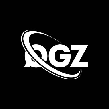 QGZ logosu. QGZ harfi. QGZ harf logosu tasarımı. Çember ve büyük harfli monogram logosuna bağlı QGZ logosu. Teknoloji, iş ve emlak markası için QGZ tipografisi.