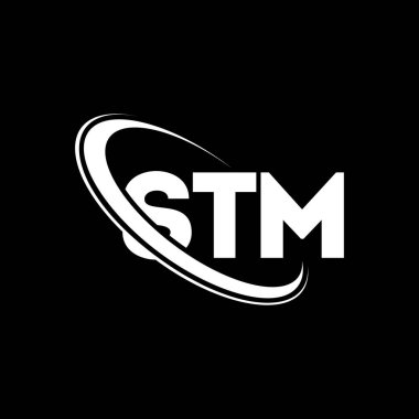 STM logosu. STM mektubu. STM mektup logosu tasarımı. Çember ve büyük harfli monogram logosuna bağlı STM logosu. Teknoloji, iş ve emlak markası için STM tipografisi.