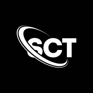 SCT logosu. SCT mektubu. SCT harf logosu tasarımı. Çember ve büyük harfli monogram logosuyla birleştirilmiş SCT logosu. Teknoloji, iş ve emlak markası için SCT tipografisi.