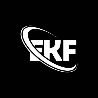 EKF logosu. EKF mektubu. EKF mektup logosu tasarımı. Çember ve büyük harfli monogram logosuyla birleştirilmiş EKF logosu. Teknoloji, iş ve emlak markası için EKF tipografisi.