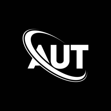 AUT logo. AUT letter. AUT letter logo design. Initials AUT logo linked with circle and uppercase monogram logo. AUT typography for technology, business and real estate brand.