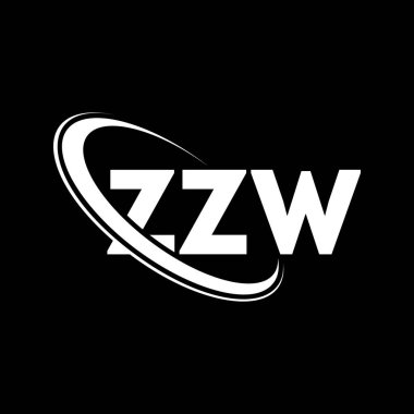 ZZW logosu. ZZW harfi. ZZW harfli logo tasarımı. Çember ve büyük harfli monogram logosuna bağlı baş harfler ZZW logosu. Teknoloji, iş ve emlak markası için ZZW tipografisi.