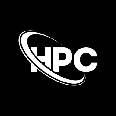 HPC logosu. HPC mektubu. HPC harf logosu tasarımı. Çember ve büyük harfli monogram logosuna bağlı HPC logosu. Teknoloji, iş ve emlak markası için HPC tipografisi.