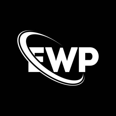 EWP logosu. EWP mektubu. EWP harf logosu tasarımı. Çember ve büyük harfli monogram logosuna bağlı baş harfler. Teknoloji, iş ve emlak markası için EWP tipografisi.