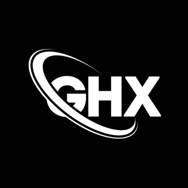 GHX logosu. GHX mektubu. GHX harfli logo tasarımı. Çember ve büyük harfli monogram logosuna bağlı baş harfler GHX logosu. Teknoloji, iş ve emlak markası için GHX tipografisi.