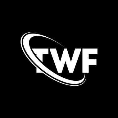 TWF logosu. TWF mektubu. TWF mektup logosu tasarımı. Çember ve büyük harfli monogram logosuna bağlı TWF logosu. Teknoloji, iş ve emlak markası için TWF tipografisi.