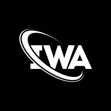 IWA logosu. IWA mektubu. IWA mektup logosu tasarımı. Çember ve büyük harfli monogram logosuna bağlı ilk IWA logosu. Teknoloji, iş ve emlak markası için IWA tipografisi.