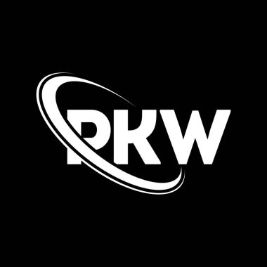 PKW logosu. PKW mektubu. PKW harf logosu tasarımı. Çember ve büyük harfli monogram logosuyla birleştirilmiş PKW logosu. Teknoloji, iş ve emlak markası için PKW tipografisi.