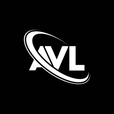 AVL logosu. AVL harfi. AVL harf logosu tasarımı. Çember ve büyük harfli monogram logosuna bağlı AVL logosu. Teknoloji, iş ve emlak markası için AVL tipografisi.