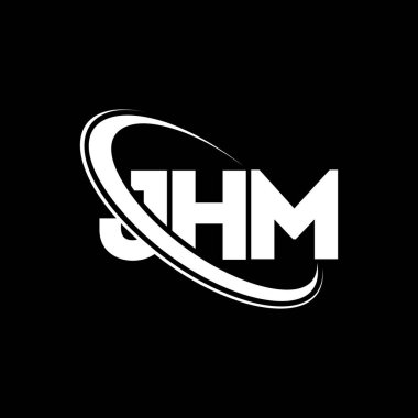 JHM logosu. JHM mektubu. JHM mektup logosu tasarımı. Çember ve büyük harfli monogram logosuyla birleştirilmiş JHM logosu. Teknoloji, iş ve emlak markası için JHM tipografisi.