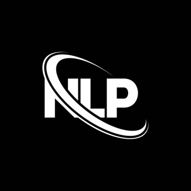NLP logosu. NLP mektubu. NLP harf logosu tasarımı. Çember ve büyük harfli monogram logosuna bağlı NLP logosu. Teknoloji, iş ve emlak markası için NLP tipografisi.