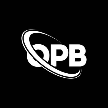 OPB logosu. OPB mektubu. OPB harfi logo tasarımı. Çember ve büyük harfli monogram logosuna bağlı OPB logosu. Teknoloji, iş ve emlak markası için OPB tipografisi.
