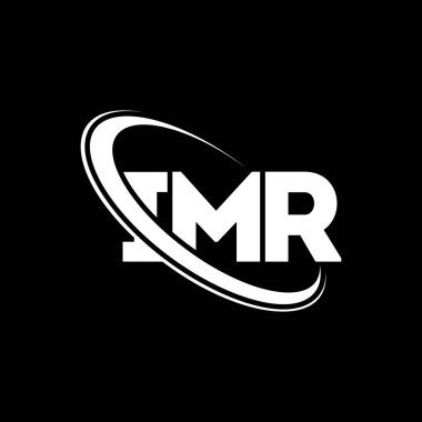 IMR logosu. IMR mektubu. IMR harf logo tasarımı. Çember ve büyük harfli monogram logosuna bağlı IMR logosu. Teknoloji, iş ve emlak markası IMR tipografisi.