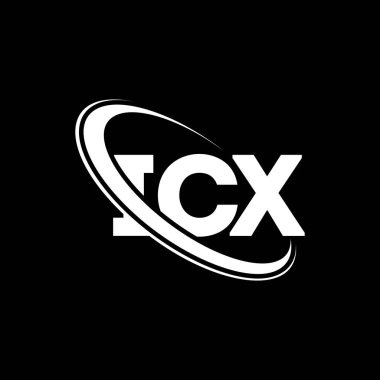 ICX logosu. ICX mektubu. ICX mektup logosu tasarımı. Çember ve büyük harfli monogram logosuna bağlı ICX logosu. Teknoloji, iş ve emlak markası için ICX tipografisi.