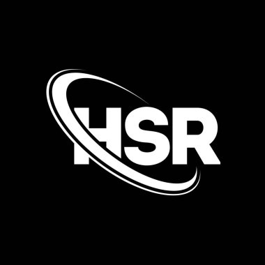HSR logosu. HSR mektubu. HSR harf logosu tasarımı. Çember ve büyük harfli monogram logosuyla HSR logosunun baş harfleri. Teknoloji, iş ve emlak markası için HSR tipografisi.