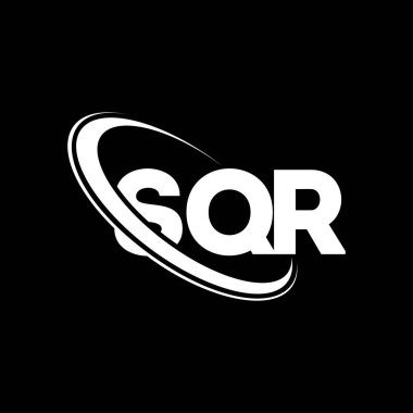 SQR logosu. SQR mektubu. SQR harf logo tasarımı. Çember ve büyük harfli monogram logosuna bağlı ilk SQR logosu. Teknoloji, iş ve emlak markası için SQR tipografisi.