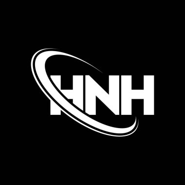 HNH logosu. HNH mektubu. HNH harf logosu tasarımı. Çember ve büyük harfli monogram logosuna bağlı HNH logosu. Teknoloji, iş ve emlak markası için HNH tipografisi.
