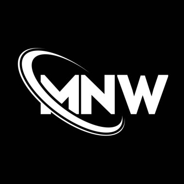 MNW logosu. MNW mektubu. MNW harf logosu tasarımı. Çember ve büyük harfli monogram logosuna bağlı baş harfler. Teknoloji, iş ve emlak markası için MNW tipografisi.