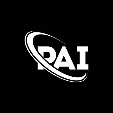 PaI logosu. PAI mektubu. PaI harf logosu tasarımı. Çember ve büyük harfli monogram logosuna bağlı baş harfler PAI logosu. Teknoloji, iş ve emlak markası için PAI tipografisi.